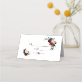 Aquarellmärsche Navy Blue Floral Tischnummer Platzkarte (Rückseite)