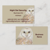 Aquarellmauer Auwl Security Night Owl Visitenkarte (Vorne/Hinten)