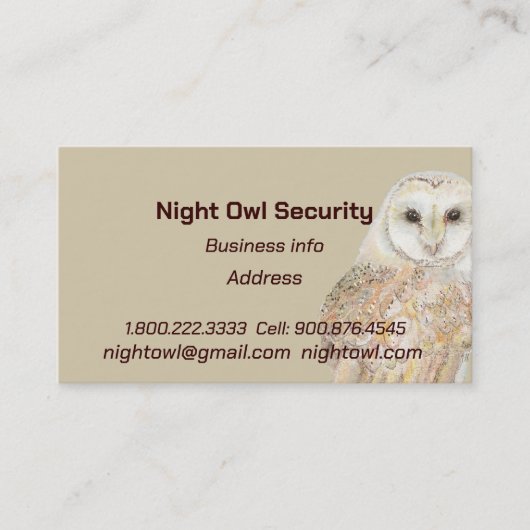 Aquarellmauer Auwl Security Night Owl Visitenkarte (Vorderseite)