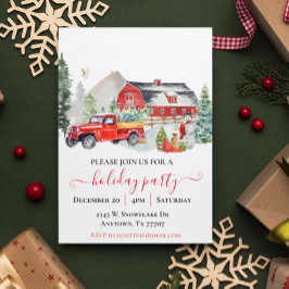 Aquarellmauer LKW Rustikales Weihnachtsfest Party Einladung