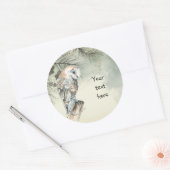 Aquarellmauer Vogelvogel entwerfen Ihren Text Runder Aufkleber (Umschlag)