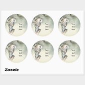 Aquarellmauer Vogelvogel entwerfen Ihren Text Runder Aufkleber (Blatt)