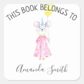 Aquarellmaus - Buchzeichen Quadratischer Aufkleber (Vorderseite)