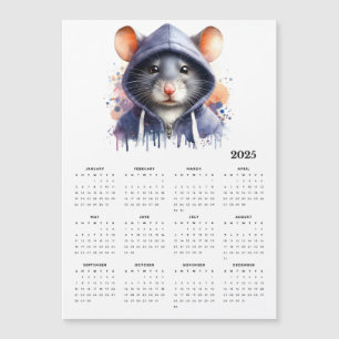 Aquarellmäuse Hoodie Splash Art 2025 Kalender Magnetkarte
