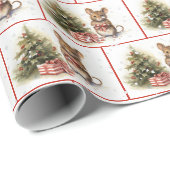 Aquarellmäuse in Schneeflocken Geschenkpapier (Rolleneckpunkt)