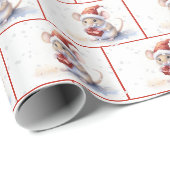 Aquarellmäuse in Schneeflocken Geschenkpapier (Rolleneckpunkt)