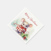 Aquarellmäuse mit Weihnachtsgeschenk Serviette (Ecke)