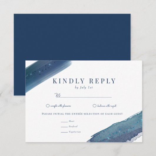 Aquarellmeer | Blue Wedding RSVP Karte (Vorne/Hinten)