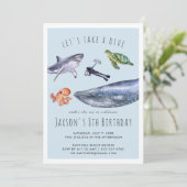 Aquarellmeer | Einladung zur Geburtstagspartei (Stehend Vorderseite)