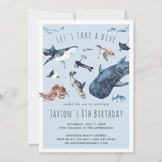 Aquarellmeer | Einladung zur Geburtstagspartei (Vorderseite)