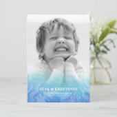 Aquarellmeere und Grüße Foto Ferienkarte (Stehend Vorderseite)