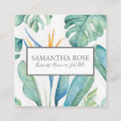 Aquarellmeerküste Tropische Vegetation Quadratische Visitenkarte (Rückseite)