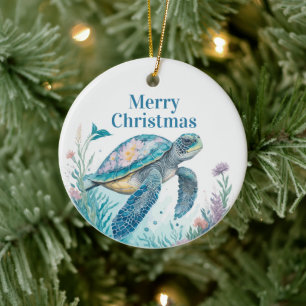 Aquarellmeerschildkröte Küste Weihnachtsschmuck