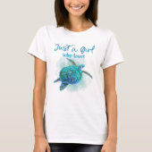 Aquarellmeerschildkröte Lover Ein Mädchen, das Lie T-Shirt (Vorderseite)