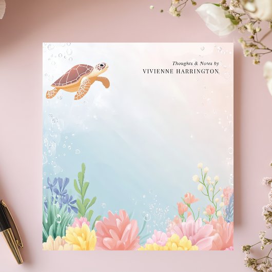 Aquarellmeerschildkröte Personalisiert Notizblock