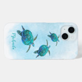 Aquarellmeerschildkröten Individuelle Name Case-Mate iPhone Hülle (Rückseite (Horizontal))