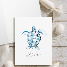 Aquarellmeerschildkröten-Mitteilungskarten mit Ums