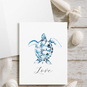 Aquarellmeerschildkröten-Mitteilungskarten mit Ums Karte