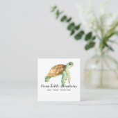 Aquarellmeerschildkröten-Platz-Visitenkarte Quadratische Visitenkarte (Stehend Vorderseite)