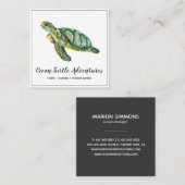 Aquarellmeerschildkröten-Platz-Visitenkarte Quadratische Visitenkarte (Vorne/Hinten)