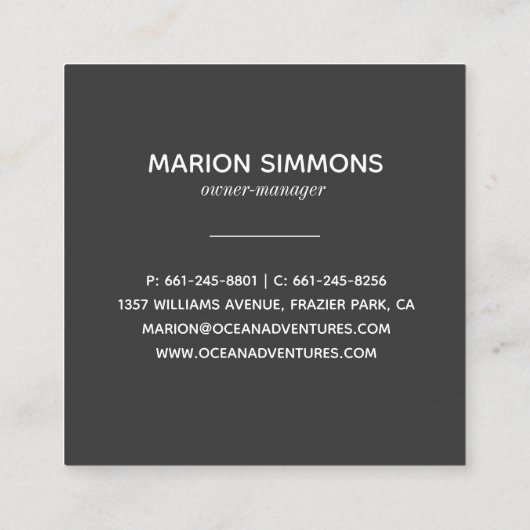 Aquarellmeerschildkröten-Platz-Visitenkarte Quadratische Visitenkarte (Rückseite)