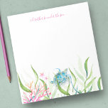 Aquarellmeerschildkröten-Stationery Notepad Notizblock<br><div class="desc">Diese niedliche und küstennahe, tropische Schreibwarenhandlung weist in rosa Schriftzeichen die Worte "Ich wäre lieber unter dem Meer" auf. Es kann mit Ihrem Familiennamen oder Monogramm in einer handgeschriebenen Skripttypografie personalisiert werden. Dieses Notizblock wurde entworfen mit einer Nachbildung meiner ursprünglichen Aquarellschildkröte in türkisblauen und grünen Farbtönen mit rosa Seestern und...</div>