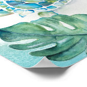 Aquarellmeerschildkröten und Monstera-Blätter Poster (Ecke)