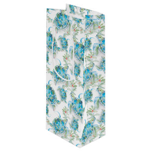 Aquarellmeerschildkröten Weihnachten Geschenktüte Für Weinflaschen