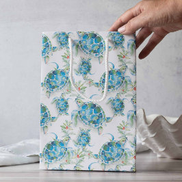 Aquarellmeerschildkröten Weihnachten Mittlere Geschenktüte