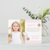 Aquarellmilch und Cookies Geburtstagsparty Foto Dankeskarte (Stehend Vorderseite)