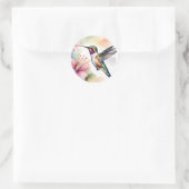 Aquarellmingvogel mit rosa Blume Runder Aufkleber (Tasche)