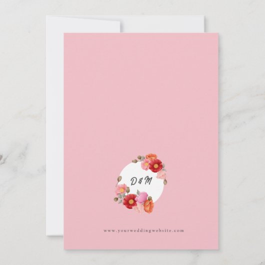 Aquarellmohn auf Almond Blossom Pink Einladung (Rückseite)