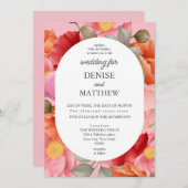 Aquarellmohn auf Almond Blossom Pink Einladung (Vorne/Hinten)