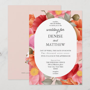 Aquarellmohn auf blütige Rose Einladung