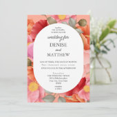 Aquarellmohn auf Lachs Rosa Einladung (Stehend Vorderseite)