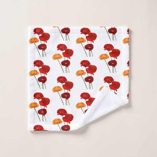 Aquarellmohn Badhandtuch Set (Waschlappen)