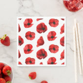 Aquarellmohn Blumenmuster. Roter Mohn Serviette (Beispiel)