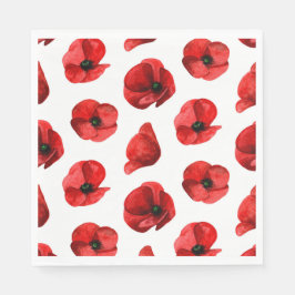 Aquarellmohn Blumenmuster. Roter Mohn Serviette