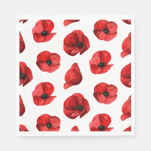 Aquarellmohn Blumenmuster. Roter Mohn Serviette (Vorderseite)