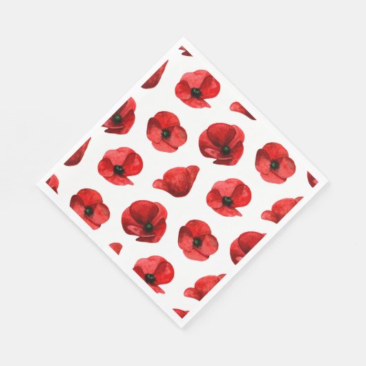 Aquarellmohn Blumenmuster. Roter Mohn Serviette (Ecke)