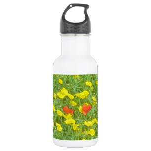 Aquarellmohn Edelstahlflasche