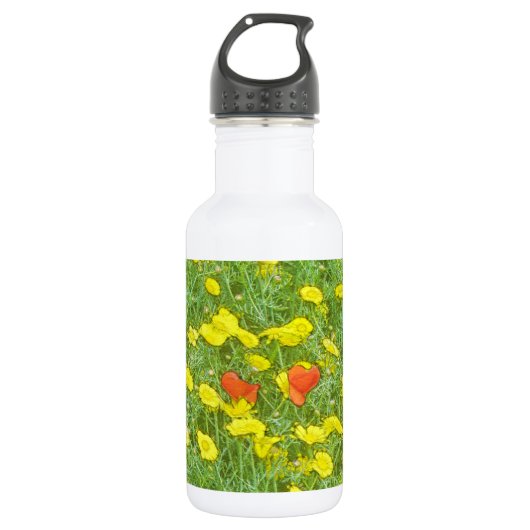 Aquarellmohn Edelstahlflasche (Vorderseite)