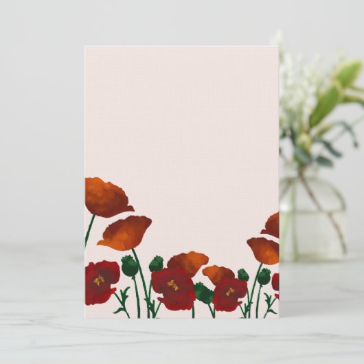 Aquarellmohn Einladung (Stehend Vorderseite)