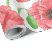 Aquarellmohn Geschenkpapier (Rolleneckpunkt)