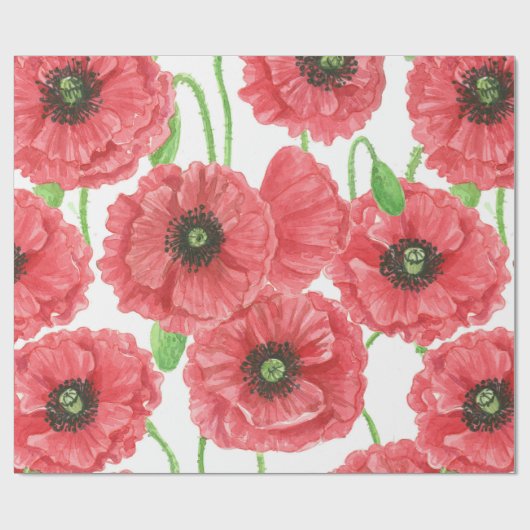 Aquarellmohn Geschenkpapier (Flach)