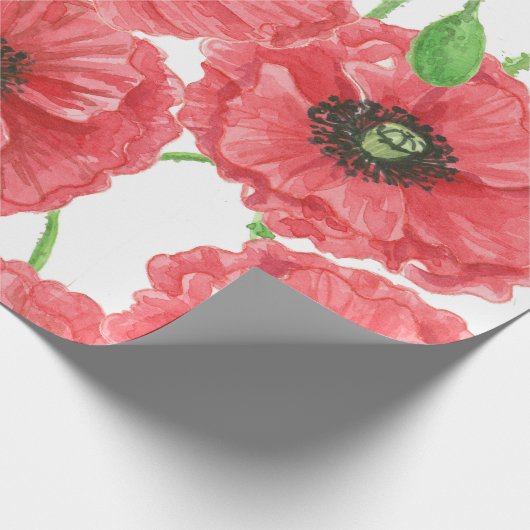 Aquarellmohn Geschenkpapier (Ecke)