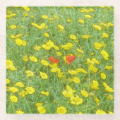 Aquarellmohn Glasuntersetzer (Vorderseite)