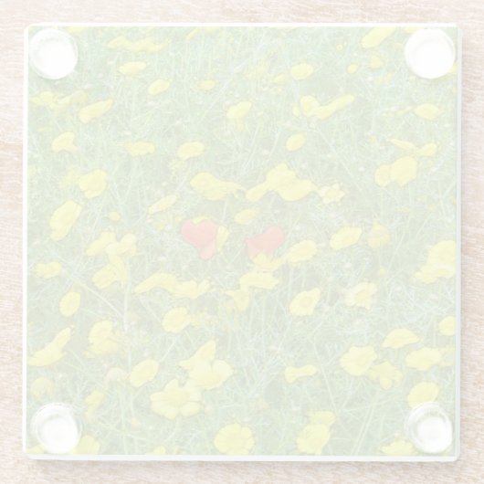 Aquarellmohn Glasuntersetzer (Rückseite)