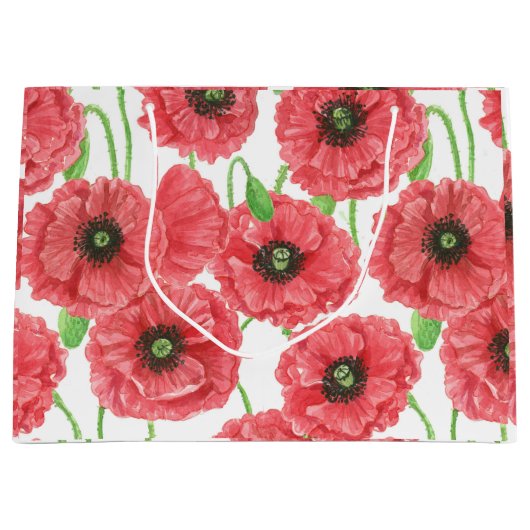 Aquarellmohn Große Geschenktüte (Vorderseite)