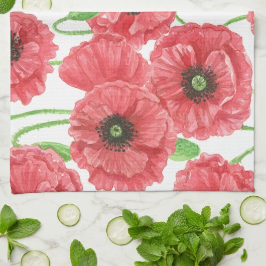 Aquarellmohn Handtuch (Gefaltet)